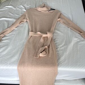 PAIGE Cream Turtleneck Midi Dress